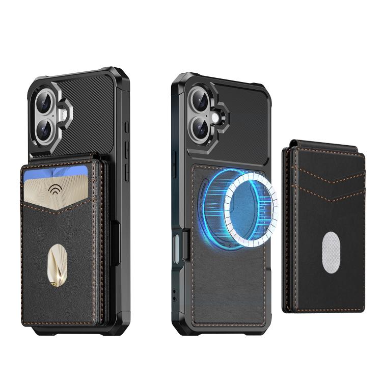 For iPhone 16 Plus 2-in-1 Magnetic Wallet MagSafe Leather Back Phone Case(Black) - iPhone 16 Plus Cases by buy2fix | Online Shopping UK | buy2fix