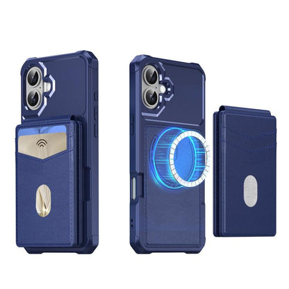 For iPhone 16 Plus 2-in-1 Magnetic Wallet MagSafe Leather Back Phone Case(Blue) - iPhone 16 Plus Cases by buy2fix | Online Shopping UK | buy2fix