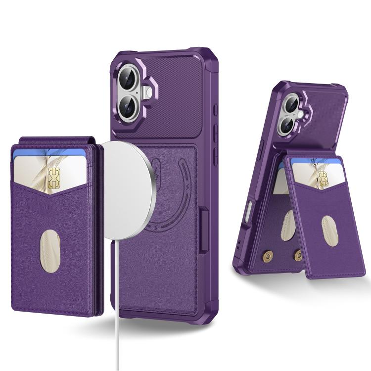 For iPhone 16 Plus 2-in-1 Magnetic Wallet MagSafe Leather Back Phone Case(Purple) - iPhone 16 Plus Cases by buy2fix | Online Shopping UK | buy2fix
