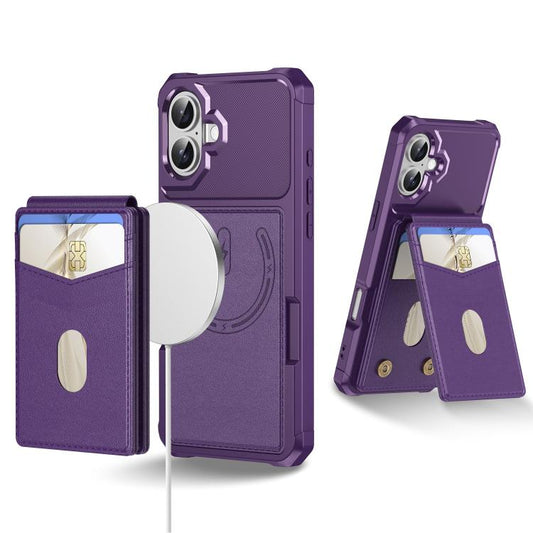 For iPhone 16 Plus 2-in-1 Magnetic Wallet MagSafe Leather Back Phone Case(Purple) - iPhone 16 Plus Cases by buy2fix | Online Shopping UK | buy2fix