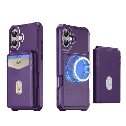 For iPhone 16 Plus 2-in-1 Magnetic Wallet MagSafe Leather Back Phone Case(Purple) - iPhone 16 Plus Cases by buy2fix | Online Shopping UK | buy2fix