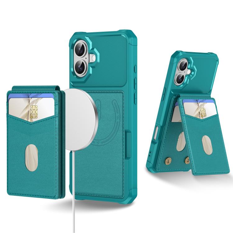 For iPhone 16 Plus 2-in-1 Magnetic Wallet MagSafe Leather Back Phone Case(Green) - iPhone 16 Plus Cases by buy2fix | Online Shopping UK | buy2fix