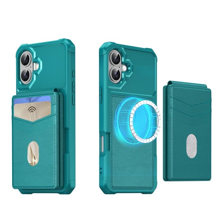 For iPhone 16 Plus 2-in-1 Magnetic Wallet MagSafe Leather Back Phone Case(Green) - iPhone 16 Plus Cases by buy2fix | Online Shopping UK | buy2fix