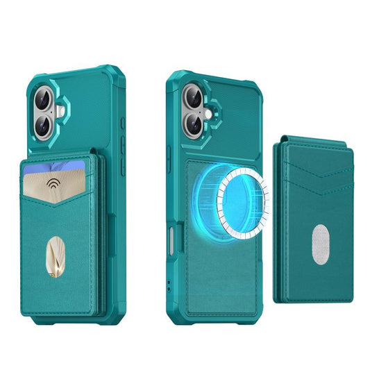 For iPhone 16 Plus 2-in-1 Magnetic Wallet MagSafe Leather Back Phone Case(Green) - iPhone 16 Plus Cases by buy2fix | Online Shopping UK | buy2fix