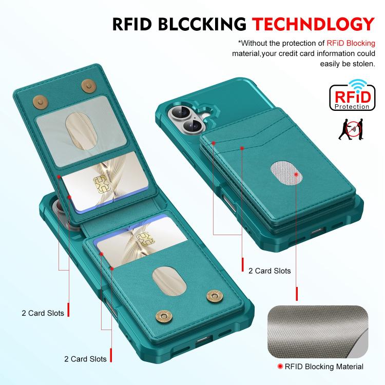 For iPhone 16 Plus 2-in-1 Magnetic Wallet MagSafe Leather Back Phone Case(Green) - iPhone 16 Plus Cases by buy2fix | Online Shopping UK | buy2fix