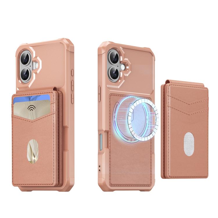 For iPhone 16 Plus 2-in-1 Magnetic Wallet MagSafe Leather Back Phone Case(Pink) - iPhone 16 Plus Cases by buy2fix | Online Shopping UK | buy2fix