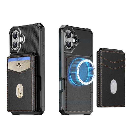 For iPhone 16 2-in-1 Magnetic Wallet MagSafe Leather Back Phone Case(Black) - iPhone 16 Cases by buy2fix | Online Shopping UK | buy2fix