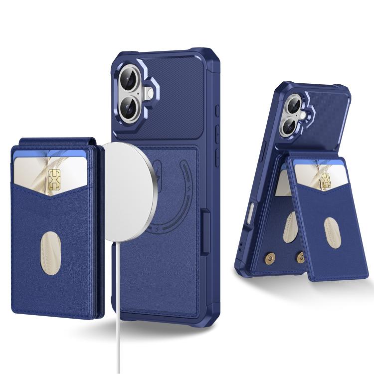 For iPhone 16 2-in-1 Magnetic Wallet MagSafe Leather Back Phone Case(Blue) - iPhone 16 Cases by buy2fix | Online Shopping UK | buy2fix