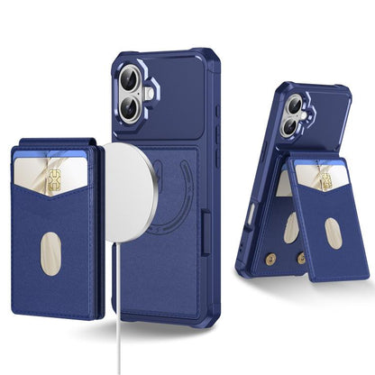 For iPhone 16 2-in-1 Magnetic Wallet MagSafe Leather Back Phone Case(Blue) - iPhone 16 Cases by buy2fix | Online Shopping UK | buy2fix