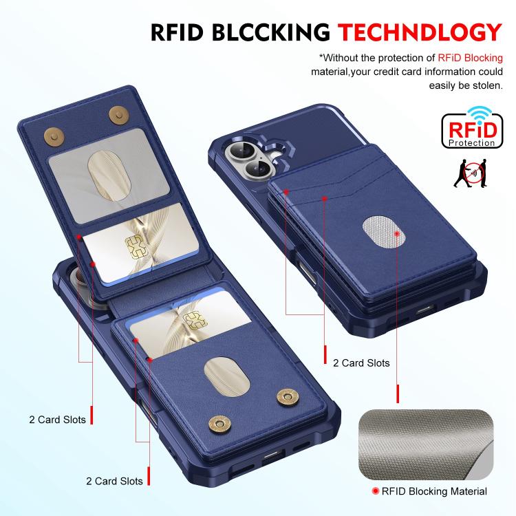 For iPhone 16 2-in-1 Magnetic Wallet MagSafe Leather Back Phone Case(Blue) - iPhone 16 Cases by buy2fix | Online Shopping UK | buy2fix