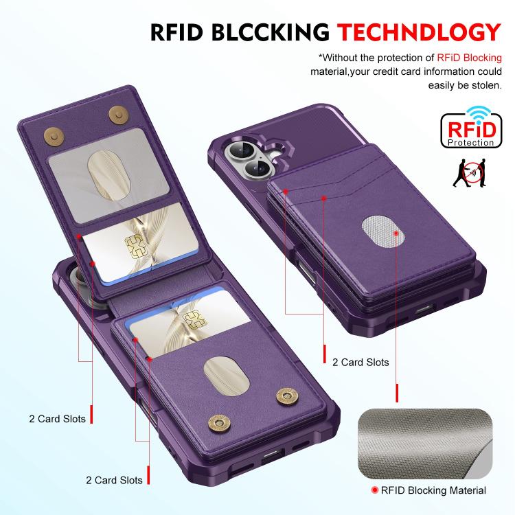 For iPhone 16 2-in-1 Magnetic Wallet MagSafe Leather Back Phone Case(Purple) - iPhone 16 Cases by buy2fix | Online Shopping UK | buy2fix