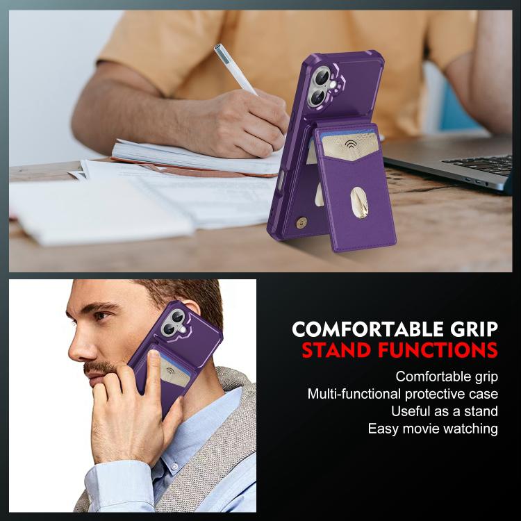 For iPhone 16 2-in-1 Magnetic Wallet MagSafe Leather Back Phone Case(Purple) - iPhone 16 Cases by buy2fix | Online Shopping UK | buy2fix