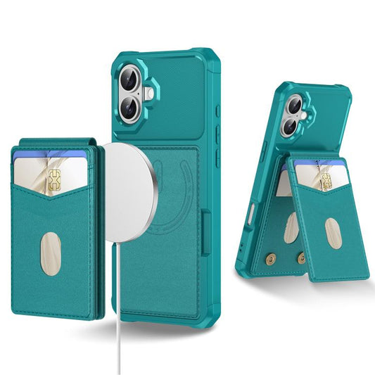 For iPhone 16 2-in-1 Magnetic Wallet MagSafe Leather Back Phone Case(Green) - iPhone 16 Cases by buy2fix | Online Shopping UK | buy2fix