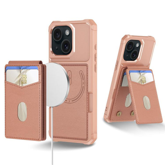 For iPhone 15 2-in-1 Magnetic Wallet MagSafe Leather Back Phone Case(Pink)