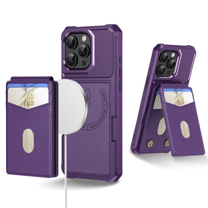 For iPhone 14 Pro 2-in-1 Magnetic Wallet MagSafe Leather Back Phone Case(Purple) - iPhone 14 Pro Cases by buy2fix | Online Shopping UK | buy2fix