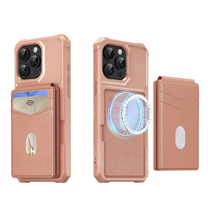 For iPhone 14 Pro 2-in-1 Magnetic Wallet MagSafe Leather Back Phone Case(Pink) - iPhone 14 Pro Cases by buy2fix | Online Shopping UK | buy2fix