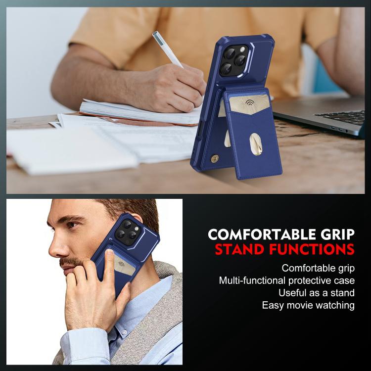 For iPhone 14 Pro Max 2-in-1 Magnetic Wallet MagSafe Leather Back Phone Case(Blue) - iPhone 14 Pro Max Cases by buy2fix | Online Shopping UK | buy2fix