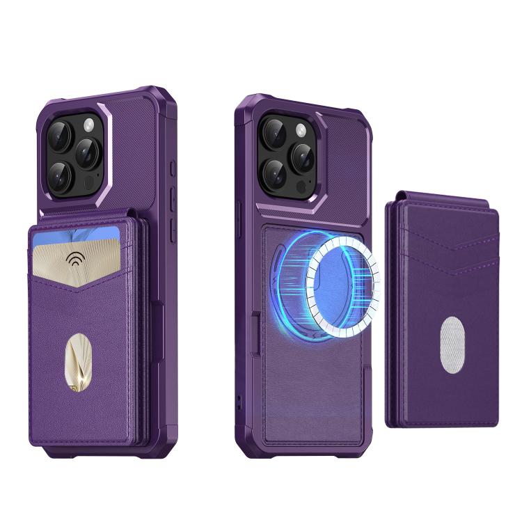 For iPhone 14 Pro Max 2-in-1 Magnetic Wallet MagSafe Leather Back Phone Case(Purple) - iPhone 14 Pro Max Cases by buy2fix | Online Shopping UK | buy2fix