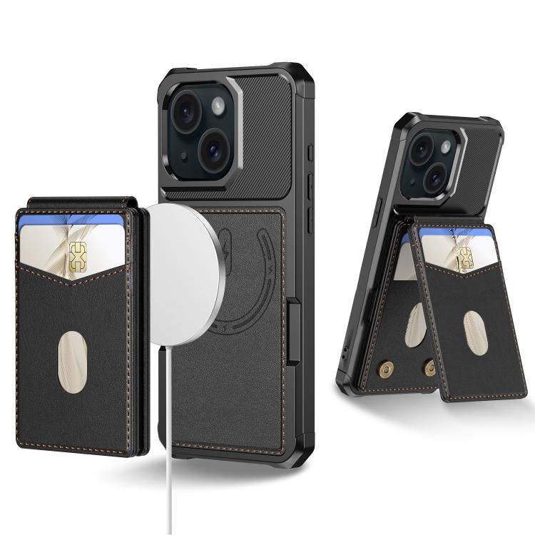 For iPhone 13 2-in-1 Magnetic Wallet MagSafe Leather Back Phone Case(Black) - iPhone 13 Cases by buy2fix | Online Shopping UK | buy2fix
