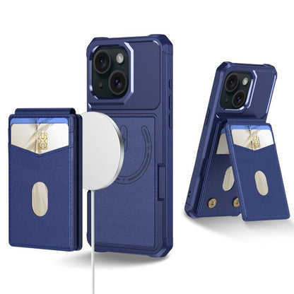 For iPhone 13 2-in-1 Magnetic Wallet MagSafe Leather Back Phone Case(Blue) - iPhone 13 Cases by buy2fix | Online Shopping UK | buy2fix