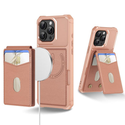 For iPhone 12 / 12 Pro 2-in-1 Magnetic Wallet MagSafe Leather Back Phone Case(Pink) - More iPhone Cases by buy2fix | Online Shopping UK | buy2fix