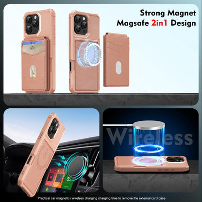 For iPhone 12 / 12 Pro 2-in-1 Magnetic Wallet MagSafe Leather Back Phone Case(Pink) - More iPhone Cases by buy2fix | Online Shopping UK | buy2fix