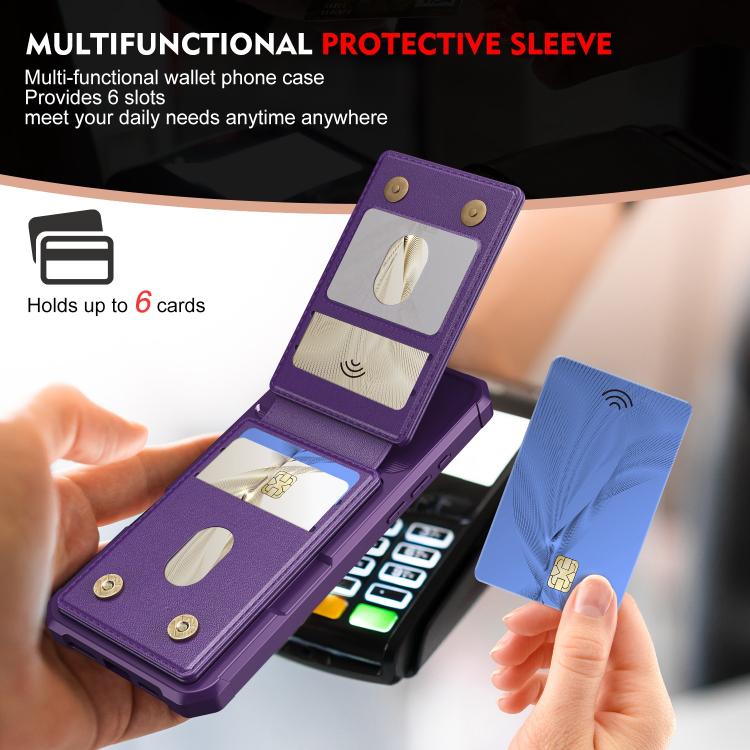 For iPhone 12 Pro Max 2-in-1 Magnetic Wallet MagSafe Leather Back Phone Case(Purple) - iPhone 12 Pro Max Cases by buy2fix | Online Shopping UK | buy2fix