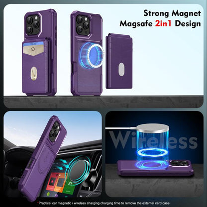 For iPhone 12 Pro Max 2-in-1 Magnetic Wallet MagSafe Leather Back Phone Case(Purple) - iPhone 12 Pro Max Cases by buy2fix | Online Shopping UK | buy2fix