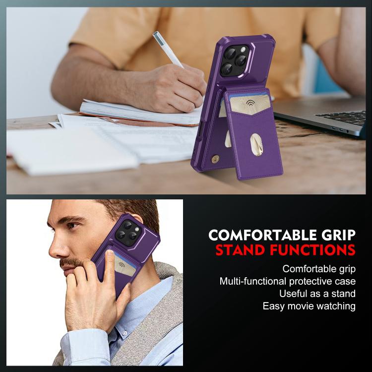 For iPhone 12 Pro Max 2-in-1 Magnetic Wallet MagSafe Leather Back Phone Case(Purple) - iPhone 12 Pro Max Cases by buy2fix | Online Shopping UK | buy2fix