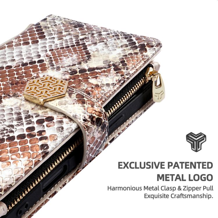 For iPhone 14 Pro Crossbody Handle Snake Texture Leather Phone Case(White) - iPhone 14 Pro Cases by buy2fix | Online Shopping UK | buy2fix