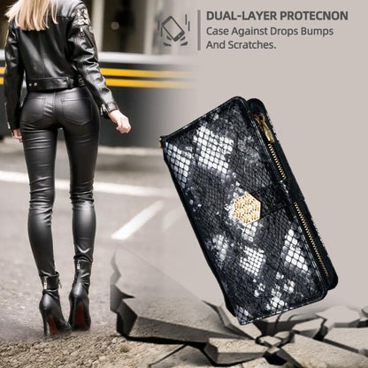 For iPhone 14 Pro Max Crossbody Handle Snake Texture Leather Phone Case(Black) - iPhone 14 Pro Max Cases by buy2fix | Online Shopping UK | buy2fix