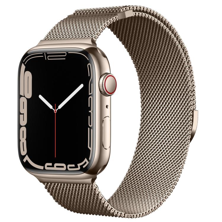 For Apple Watch 46mm / 49mm / 45mm / 44mm Kalebol Semi-circular Milanese Stainless Steel Strap(Vintage Gold) - Watch Bands by Kalebol | Online Shopping UK | buy2fix