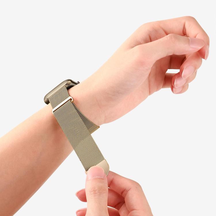 For Apple Watch 46mm / 49mm / 45mm / 44mm Kalebol Semi-circular Milanese Stainless Steel Strap(Vintage Gold) - Watch Bands by Kalebol | Online Shopping UK | buy2fix