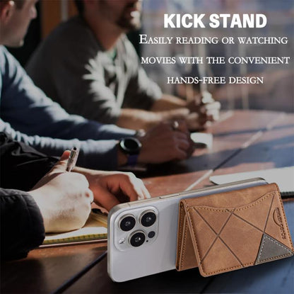 Prismatic Leather Horizontal Magnetic Wallet Card Bag Case(Yellow) - Adhesive Card Holders by buy2fix | Online Shopping UK | buy2fix