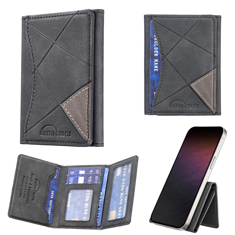 Prismatic Leather Horizontal Magnetic Wallet Card Bag Case(Black) - Adhesive Card Holders by buy2fix | Online Shopping UK | buy2fix