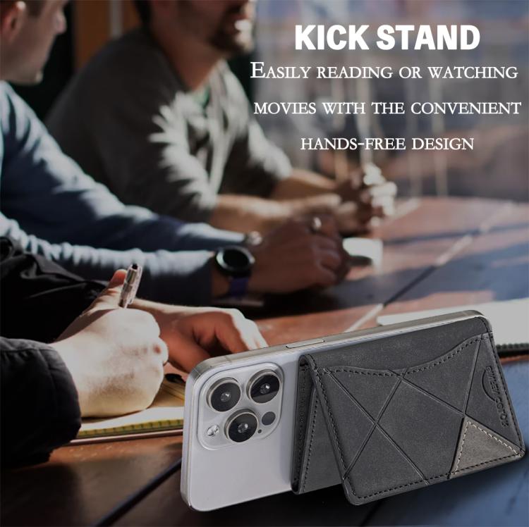 Prismatic Leather Horizontal Magnetic Wallet Card Bag Case(Black) - Adhesive Card Holders by buy2fix | Online Shopping UK | buy2fix