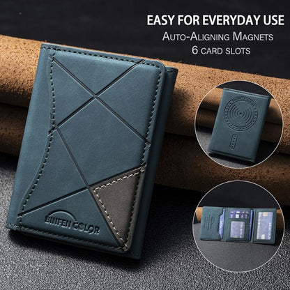 Prismatic Leather Horizontal Magnetic Wallet Card Bag Case(Green) - Adhesive Card Holders by buy2fix | Online Shopping UK | buy2fix