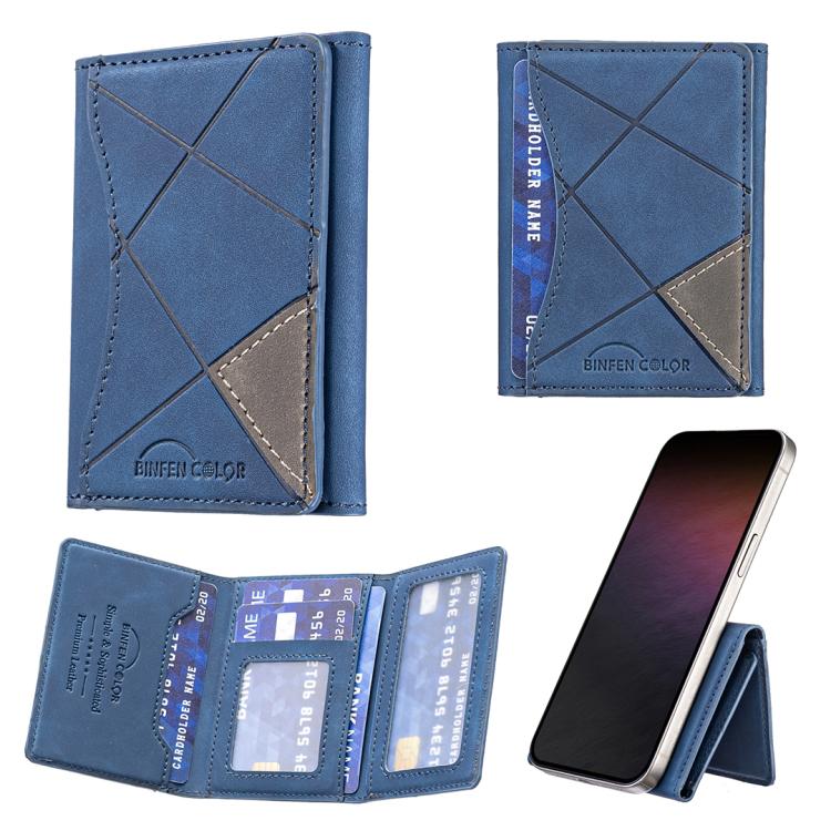 Prismatic Leather Horizontal Magnetic Wallet Card Bag Case(Blue) - Adhesive Card Holders by buy2fix | Online Shopping UK | buy2fix