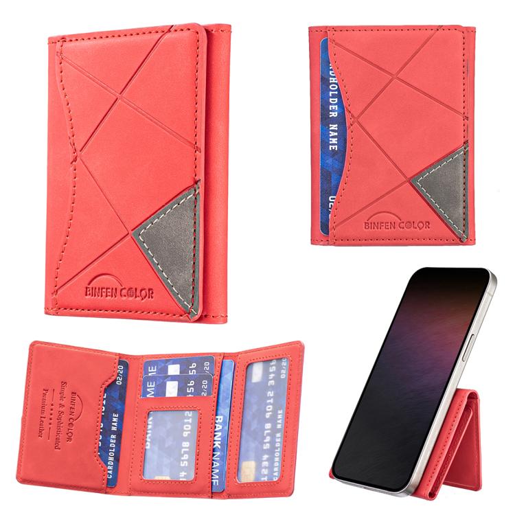 Prismatic Leather Horizontal Magnetic Wallet Card Bag Case(Red) - Adhesive Card Holders by buy2fix | Online Shopping UK | buy2fix