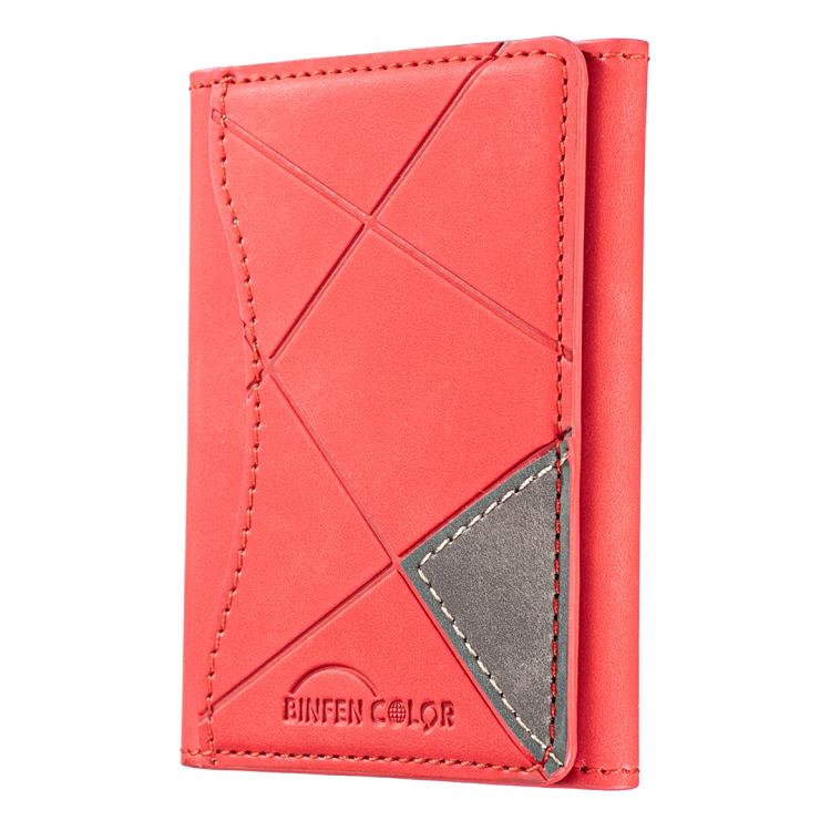 Prismatic Leather Horizontal Magnetic Wallet Card Bag Case(Red) - Adhesive Card Holders by buy2fix | Online Shopping UK | buy2fix