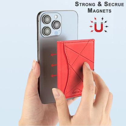 Prismatic Leather Horizontal Magnetic Wallet Card Bag Case(Red) - Adhesive Card Holders by buy2fix | Online Shopping UK | buy2fix