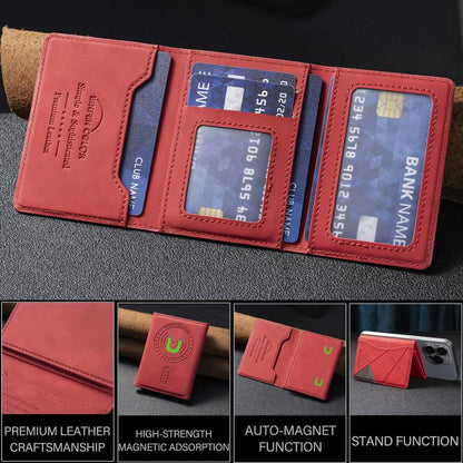 Prismatic Leather Horizontal Magnetic Wallet Card Bag Case(Red) - Adhesive Card Holders by buy2fix | Online Shopping UK | buy2fix