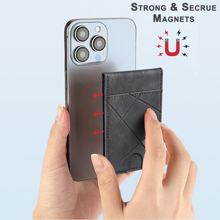 Prismatic Leather Vertical Magnetic Wallet Card Bag Case(Black) - Adhesive Card Holders by buy2fix | Online Shopping UK | buy2fix