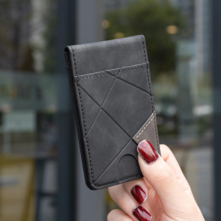 Prismatic Leather Vertical Magnetic Wallet Card Bag Case(Black) - Adhesive Card Holders by buy2fix | Online Shopping UK | buy2fix