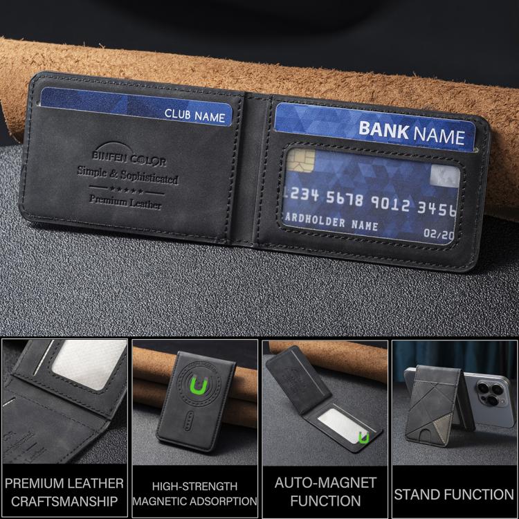 Prismatic Leather Vertical Magnetic Wallet Card Bag Case(Black) - Adhesive Card Holders by buy2fix | Online Shopping UK | buy2fix