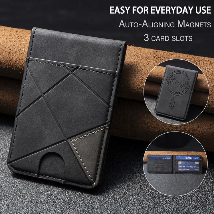 Prismatic Leather Vertical Magnetic Wallet Card Bag Case(Black) - Adhesive Card Holders by buy2fix | Online Shopping UK | buy2fix