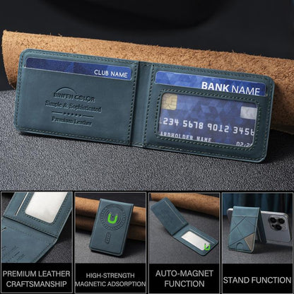 Prismatic Leather Vertical Magnetic Wallet Card Bag Case(Green) - Adhesive Card Holders by buy2fix | Online Shopping UK | buy2fix