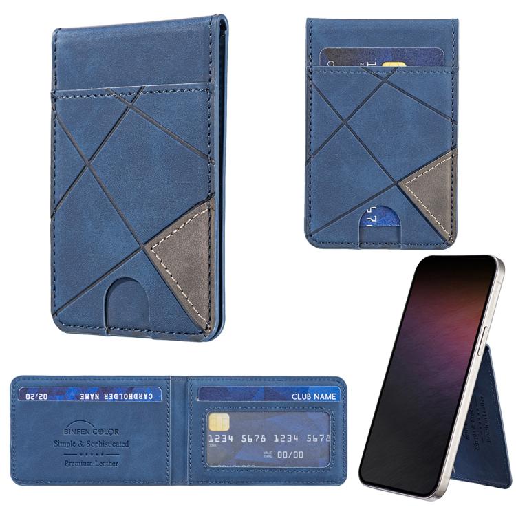 Prismatic Leather Vertical Magnetic Wallet Card Bag Case(Blue) - Adhesive Card Holders by buy2fix | Online Shopping UK | buy2fix