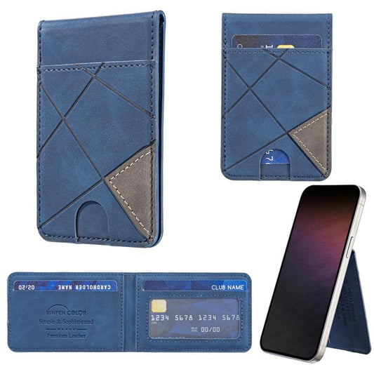 Prismatic Leather Vertical Magnetic Wallet Card Bag Case(Blue) - Adhesive Card Holders by buy2fix | Online Shopping UK | buy2fix