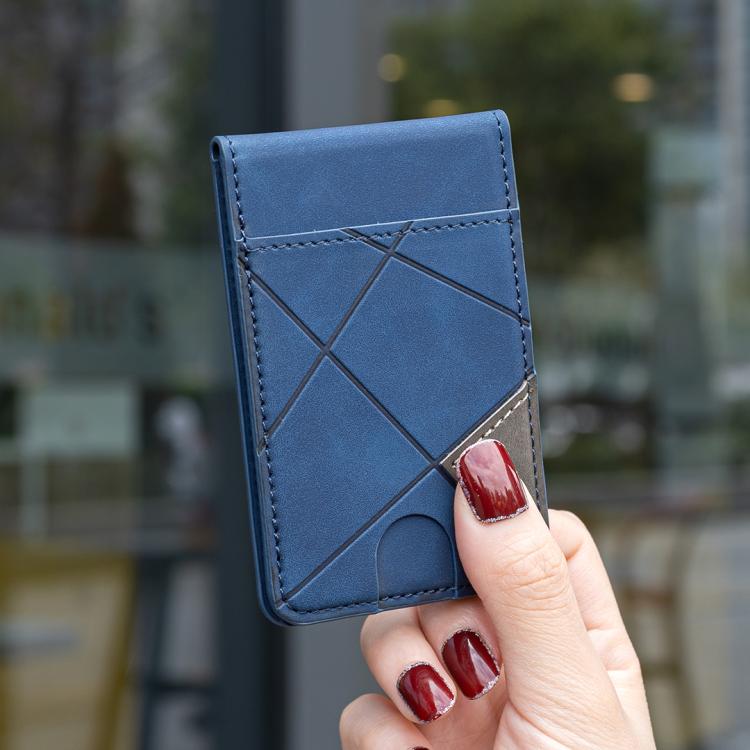 Prismatic Leather Vertical Magnetic Wallet Card Bag Case(Blue) - Adhesive Card Holders by buy2fix | Online Shopping UK | buy2fix